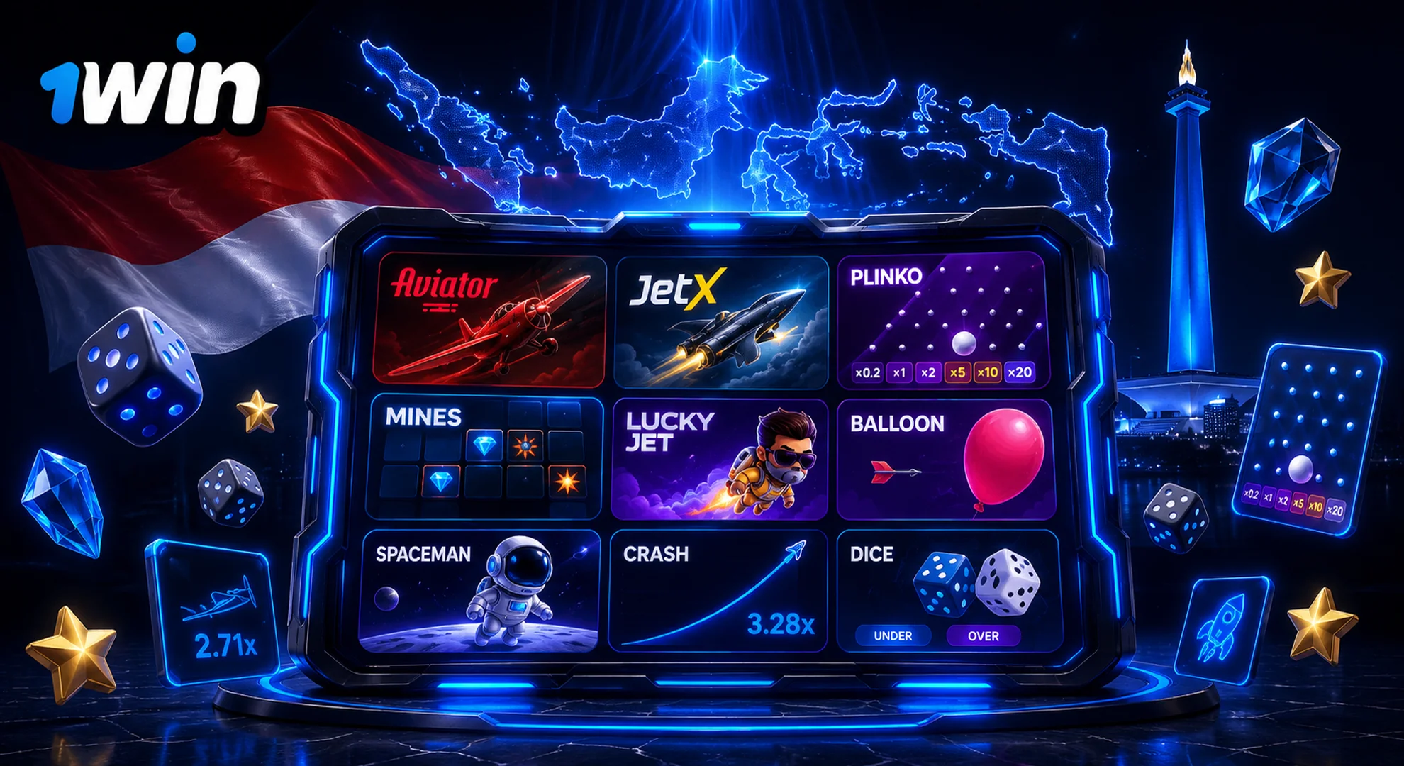 Play best online games and instant win arcade slots on 1win